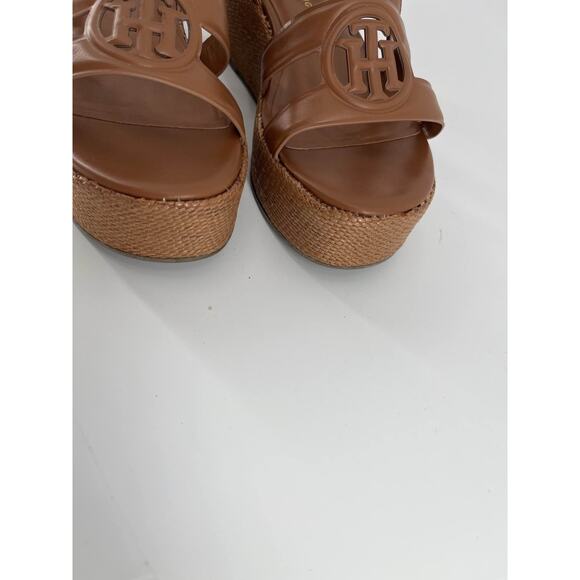 Tommy Hilfiger Women's Brown Raffia Platform Wedge Sandals Sz 8 - Picture 2 of 4